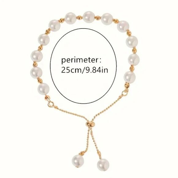 Shimmering Elegant imitation Pearl Charm Bracelet ( 1 Pc ) - Picture 7 of 8